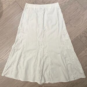 Elegant Godet Floral Embroidered Maxi Skirt